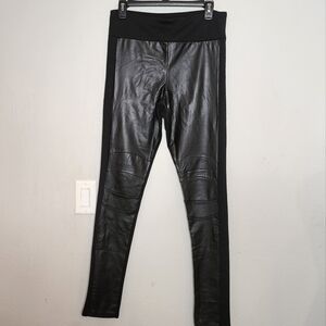 River island mixed media black faux leather leggings. Size 10L